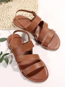 Xăng đan quai hậu nữ có khóa trang trí, Xăng đan bệt màu nâu thanh lịch - Rỉ Nâu - Xem 4