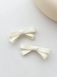 2入組蝴蝶結裝飾鴨嘴夾 - 杏色 - 查看 1