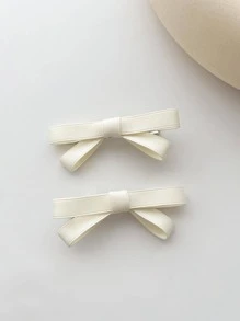 2入組蝴蝶結裝飾鴨嘴夾 - 杏色 - 查看 2