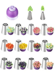 15pcs Stainless Steel Piping Nozzle - Silver - View 1