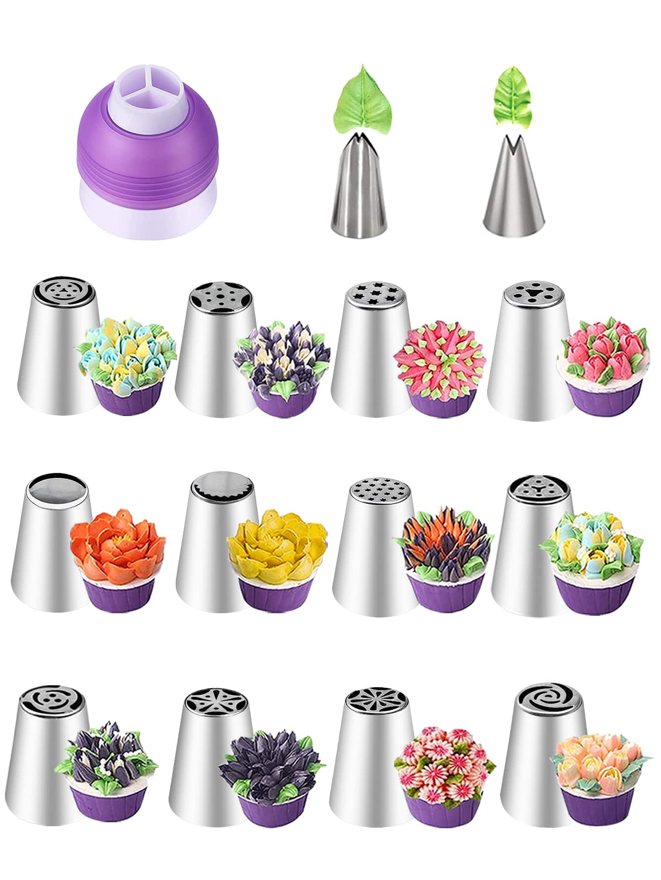 15pcs Stainless Steel Piping Nozzle - Silver - View 1