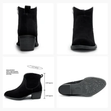 Women's 9001 Suede Leather Ankle Boots, Fashion Booties -with Inner Zipper - màu đen - Xem 5