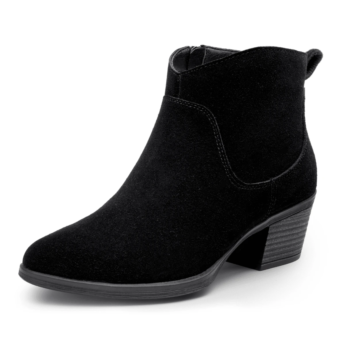 Women's 9001 Suede Leather Ankle Boots, Fashion Booties -with Inner Zipper - màu đen - Xem 1