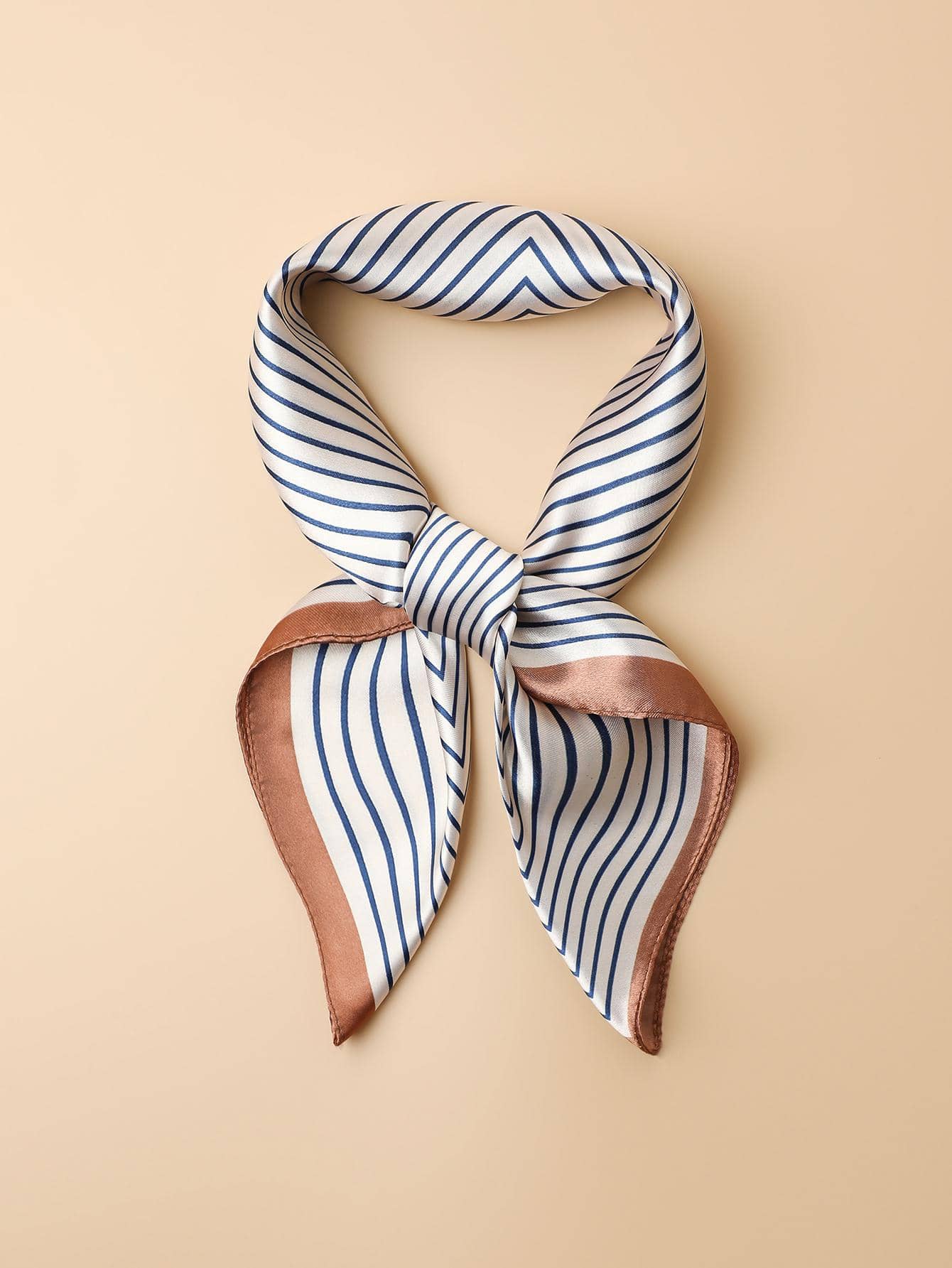 1 chiếc khăn/khăn bandana vuông 60cm bằng lụa giả in họa tiết đường kẻ hình học, phụ kiện đa năng cho trang phục hàng ngày, phù hợp cho cả nam và nữ, mùa xuân/hè. - Nhiều màu - Xem 1