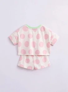 小女童波點圖案T恤和短褲 - 彩色 - 查看 5