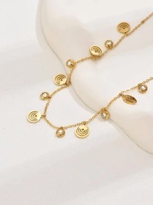 1入流行時尚優雅中空吊墜鎖骨項鏈,女性專用 - 彩色 - 查看 2