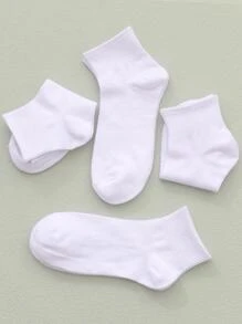 10双黑白女士短袜，纯色休闲透气中筒袜，男女通用时尚百搭袜，适合所有季节和场合 - 白色 - 查看 2