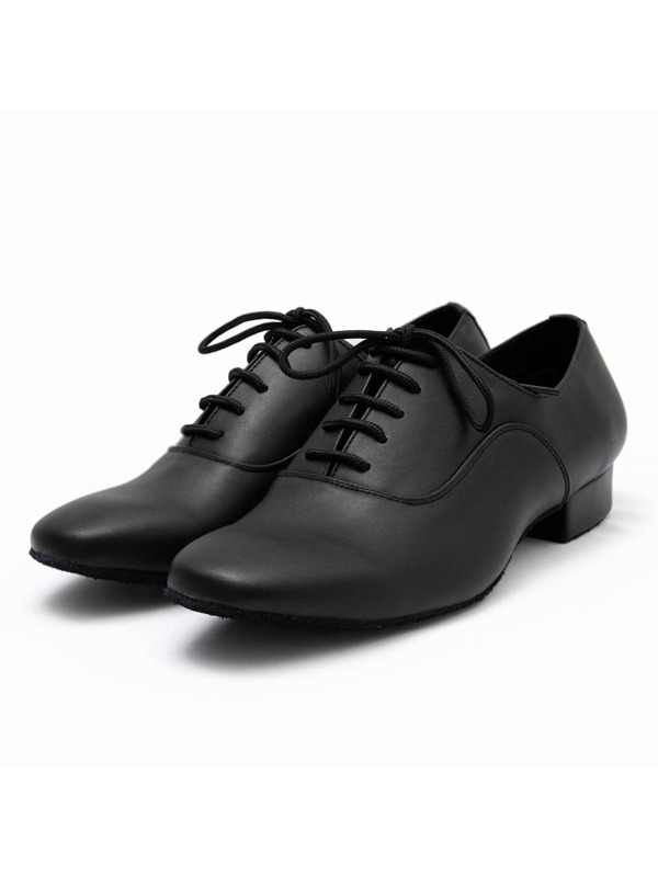 Linodes Mens Dance Shoes Ballroom PU Leather Black Dancing Shoes for Men Sole Tango Salsa Latin