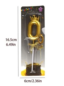 1pc Number Design Cake Topper, Gold Wax Cake Top Decoration For Party - Gold - View 8