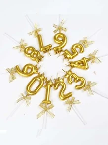 1pc Number Design Cake Topper, Gold Wax Cake Top Decoration For Party - Gold - View 7