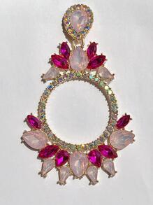 水鑽圓圈裝飾耳墜 - 彩色的 - 查看 2