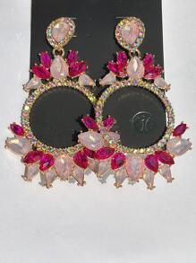 水鑽圓圈裝飾耳墜 - 彩色的 - 查看 3