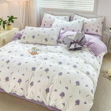 1 Vỏ chăn bông gạc in hai lớp, cỡ đơn / đôi - Màu tím  Violet - Xem 2