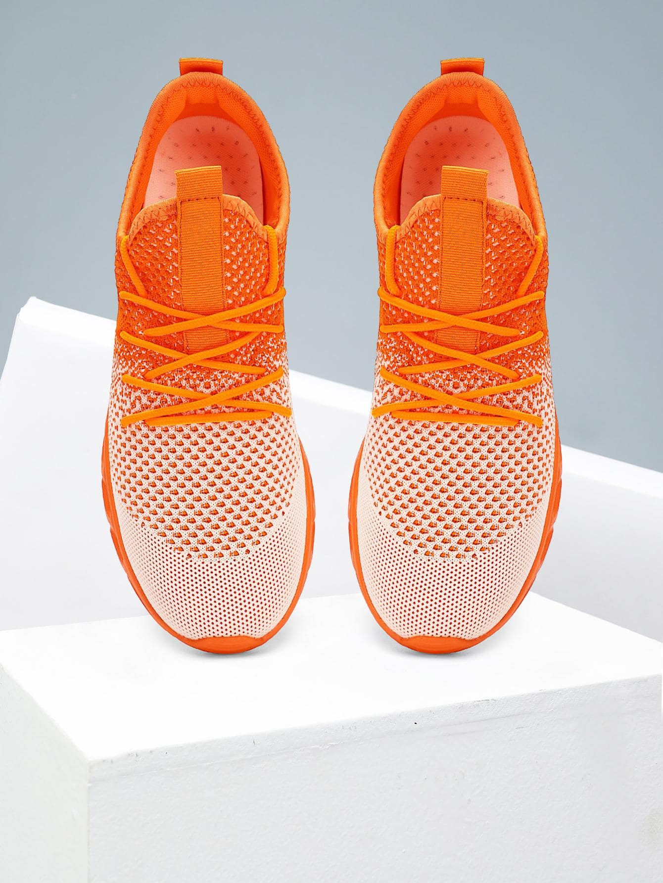Giày chạy bộ có dây buộc phía trước cho nam, Giày thể thao vải ngoài trời - trái cam - Xem 1