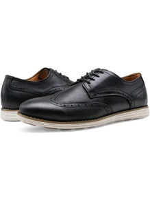 SHOESMALL Men's Dress Shoes Leather Casual Dress Shoes For Men Leather Business Oxford Shoes For Men - 黑色 - 查看 7