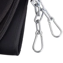 With Chain Dip Belt Fitness Exercise Pull Up Equipments Nylon Gym Weight Lifting - Black - View 4