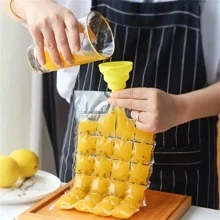 1set Disposable Transparent Ice Bag, Kitchen Bar Self-sealing Ice Cube Mold Bag - White - View 5