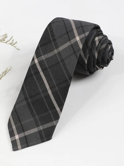 1 件男士格子图案复古风格领带，适合日常工作、学校圣诞节使用