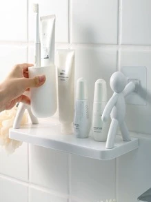 1 PC Đa chức năng Hình Thiết kế Treo tường Phòng tắm Giá để đồ - trắng - Xem 4
