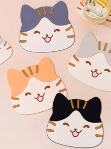 1 PC Hoạt Hình Mèo Thiết Kế Potholder, Dễ Thương Màu Xanh PVC Chịu Nhiệt Hộ Gia Đình Thảm - Màu xanh lam - Xem 2