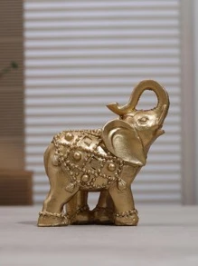 1pc European-Style Gold Elephant Polyresin Craft Home Decor Ornament - Gold - View 3