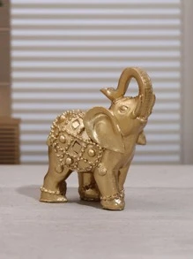 1pc European-Style Gold Elephant Polyresin Craft Home Decor Ornament - Gold - View 4