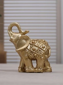 1pc European-Style Gold Elephant Polyresin Craft Home Decor Ornament - Gold - View 2