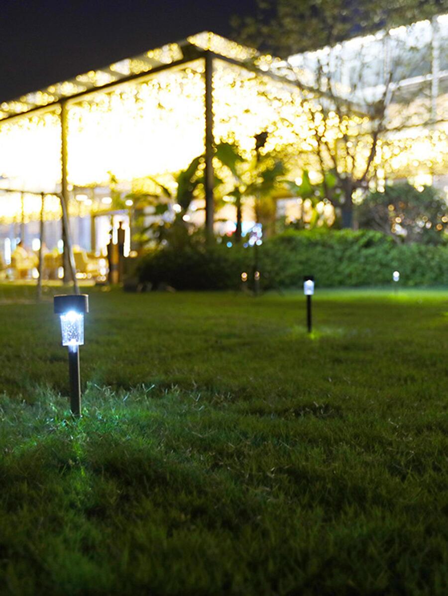 4 piezas Luz solar para césped de plástico - Negro - Ver 1