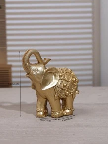 1pc European-Style Gold Elephant Polyresin Craft Home Decor Ornament - Gold - View 5
