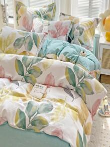 4入組花卉圖案杏被套套裝帶1入組2入組枕套不附帶現代柔軟的舒服的床上用品被套套裝適用於臥室 - 杏色 - 查看 1