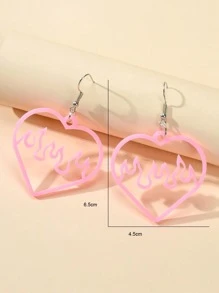 火裝飾心耳墜 - 粉色 - 查看 4