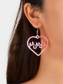 火裝飾心耳墜 - 粉色 - 查看 2