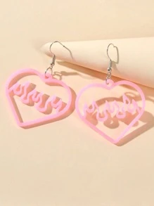 火裝飾心耳墜 - 粉色 - 查看 3