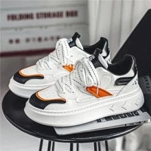 Men Colorblock Lace-up Front Skate Shoes, Sport Outdoor Sneakers