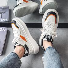 Men Colorblock Lace-up Front Skate Shoes, Sport Outdoor Sneakers