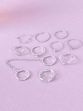 10入組/套極簡風格圓環