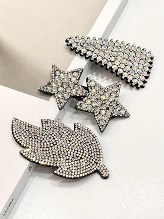 3入組水鑽星星裝飾髮夾