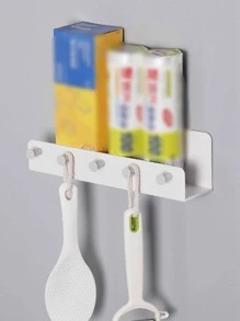 1 pieza Gancho de almacenamiento multifuncional muro blanco PP clave para doméstico - Blanco - Ver 5