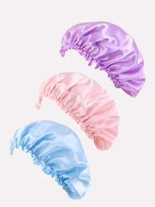 3pcs Solid Hair Bonnet - Multicolor - View 12