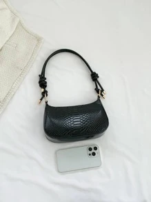 Borsa a tracolla/a bandoliera di moda per donna con motivo coccodrillo (graffi sui prodotti luminosi sono inevitabili, si prega di acquistare con cautela) - nero - Visualizzare 6