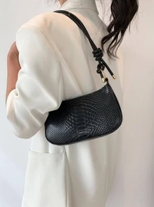 Borsa a tracolla/a bandoliera di moda per donna con motivo coccodrillo (graffi sui prodotti luminosi sono inevitabili, si prega di acquistare con cautela) - nero - Visualizzare 3