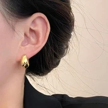 1 par Ellipse, urholkade, droppformade örhängen, snygg och lyxig design som lämpar sig för dagligt och festivalbruk - Guld - Visa 3