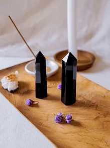 1 Đũa phép chữa bệnh bằng đá Obsidian đen tự nhiên Tháp pha lê 7-10 CM Đũa phép Lăng kính pha lê đơn điểm 6 mặt Đá tự nhiên để thiền chữa bệnh Trị liệu luân xa Reiki - màu đen - Xem 8