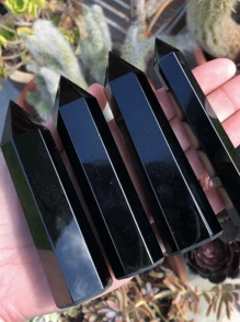 1 Đũa phép chữa bệnh bằng đá Obsidian đen tự nhiên Tháp pha lê 7-10 CM Đũa phép Lăng kính pha lê đơn điểm 6 mặt Đá tự nhiên để thiền chữa bệnh Trị liệu luân xa Reiki - màu đen - Xem 7