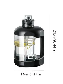 1pc Letter Graphic Water Bottle - Black - View 2