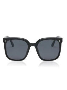 1pc Black Square Frame Fashion Glasses For Women Beach Accessories For Women Glasses Shades Basics Fall Winter Women Outfits Clothes Business Casual Gifts For Summer Beach Vacation,Outdoor,Travel - Black - View 3
