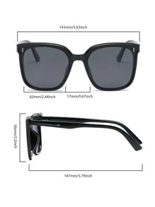 1pc Black Square Frame Fashion Glasses For Women Beach Accessories For Women Glasses Shades Basics Fall Winter Women Outfits Clothes Business Casual Gifts For Summer Beach Vacation,Outdoor,Travel - Black - View 5