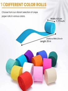 1pc Colorful Tissue Crepe Paper Streamer, Tassel Garland Kit, For DIY Handmade Origami, Party, Home Decor - Watermelon Pink - View 2