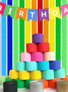 1pc Colorful Tissue Crepe Paper Streamer, Tassel Garland Kit, For DIY Handmade Origami, Party, Home Decor - Watermelon Pink - View 3