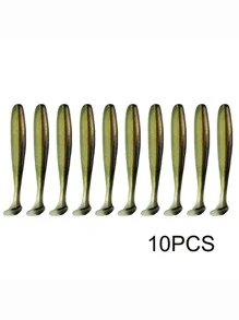釣魚易饵品10入/組-5cm 6cm 7cm 9cm軟塑料鰟魚t尾泳餌釣魚餌矽膠人工餌,wobblers釣魚配件 - 巧克力棕 - 查看 1
